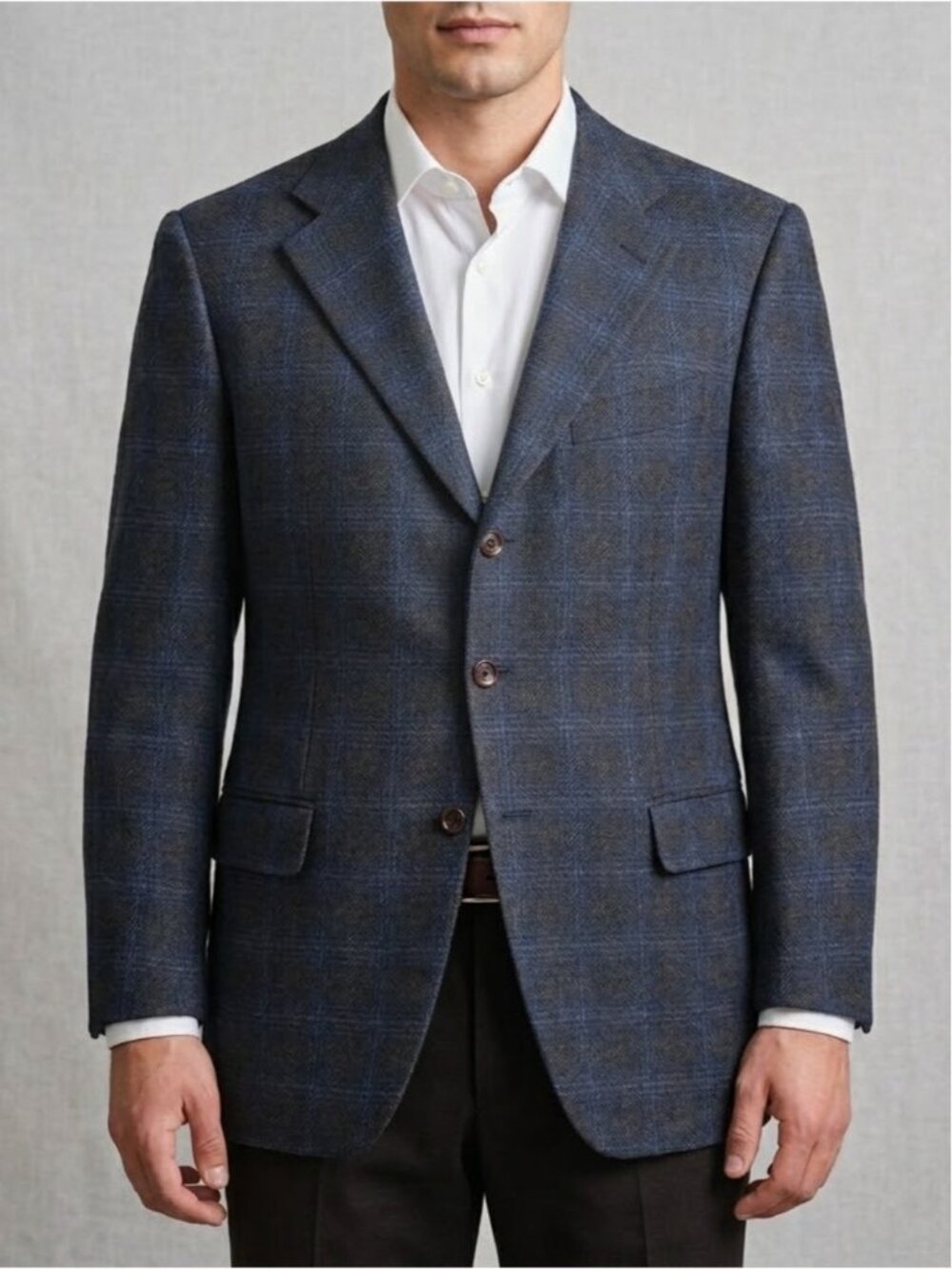 Pal Zileri Plaid Wool Blazer Size EU 52 = 42R Blue Made in Italy